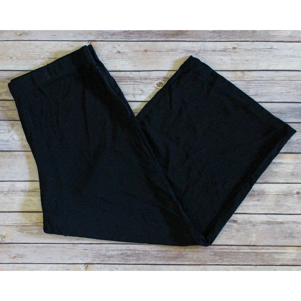 Lafayette 148 New York Wide Leg Pants Women XL Black Pull On Stretch Cropped
